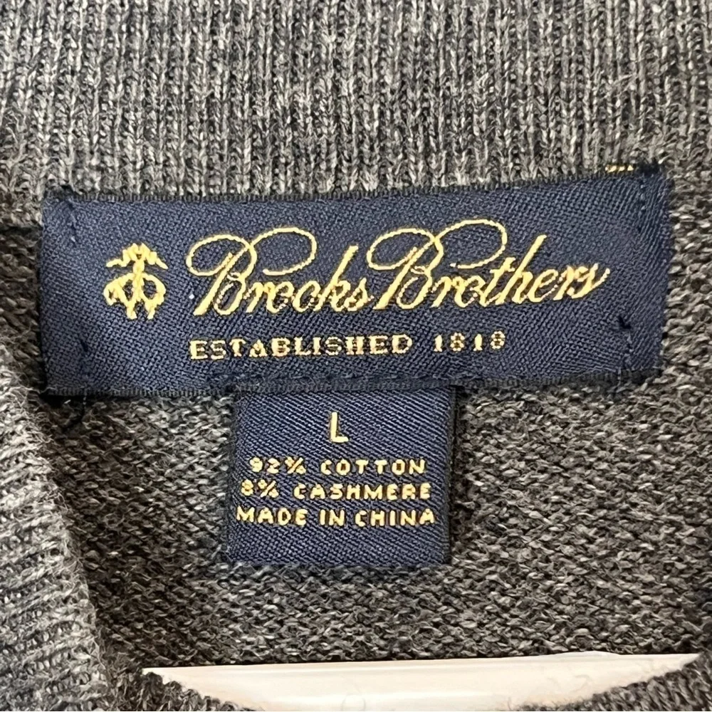 Brooks Brothers Mens Gray 1/4 Zip Pullover Sweater Size Large Lightweight